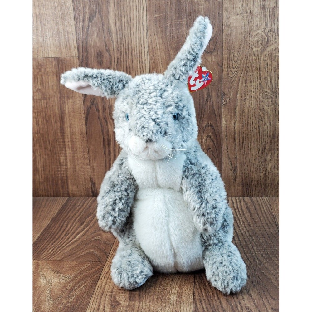 Ty Beanie Buddies Hopper the Grey Bunny Rabbit 13" Plush 2001